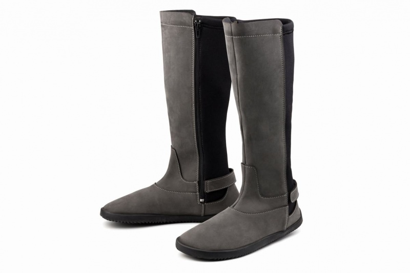 Ahinsa Nubuck Barefoot Hoge Laarzen Dames Grijs | XDC442AE