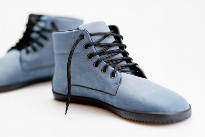 Ahinsa Sundara Nubuck Barefoot Enkellaars Heren Blauw | RII1761WM