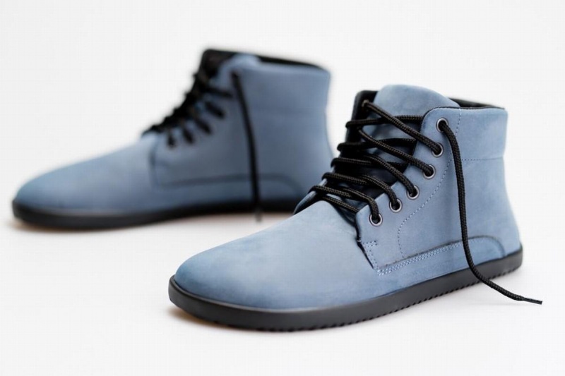 Ahinsa Sundara Nubuck Barefoot Enkellaars Heren Blauw | RII1761WM