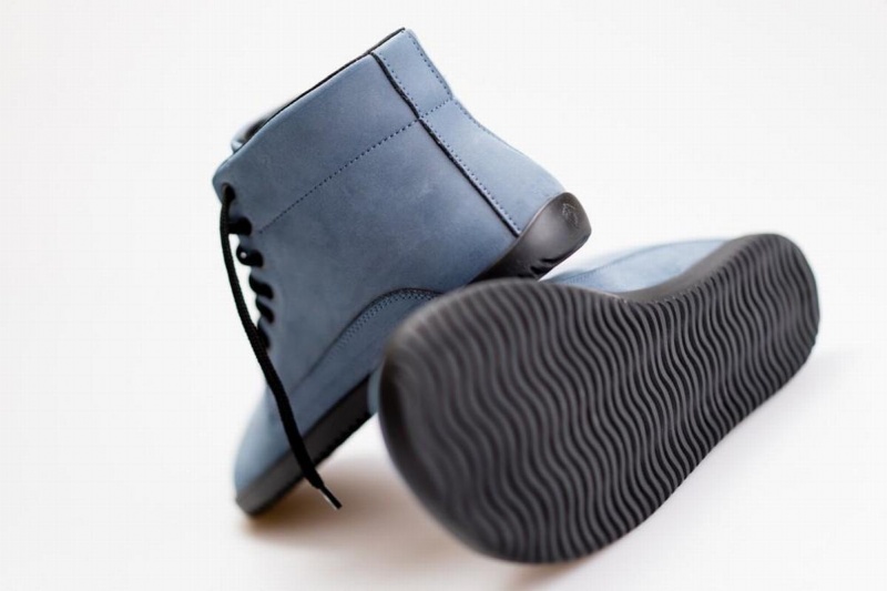 Ahinsa Sundara Nubuck Barefoot Enkellaars Heren Blauw | RII1761WM